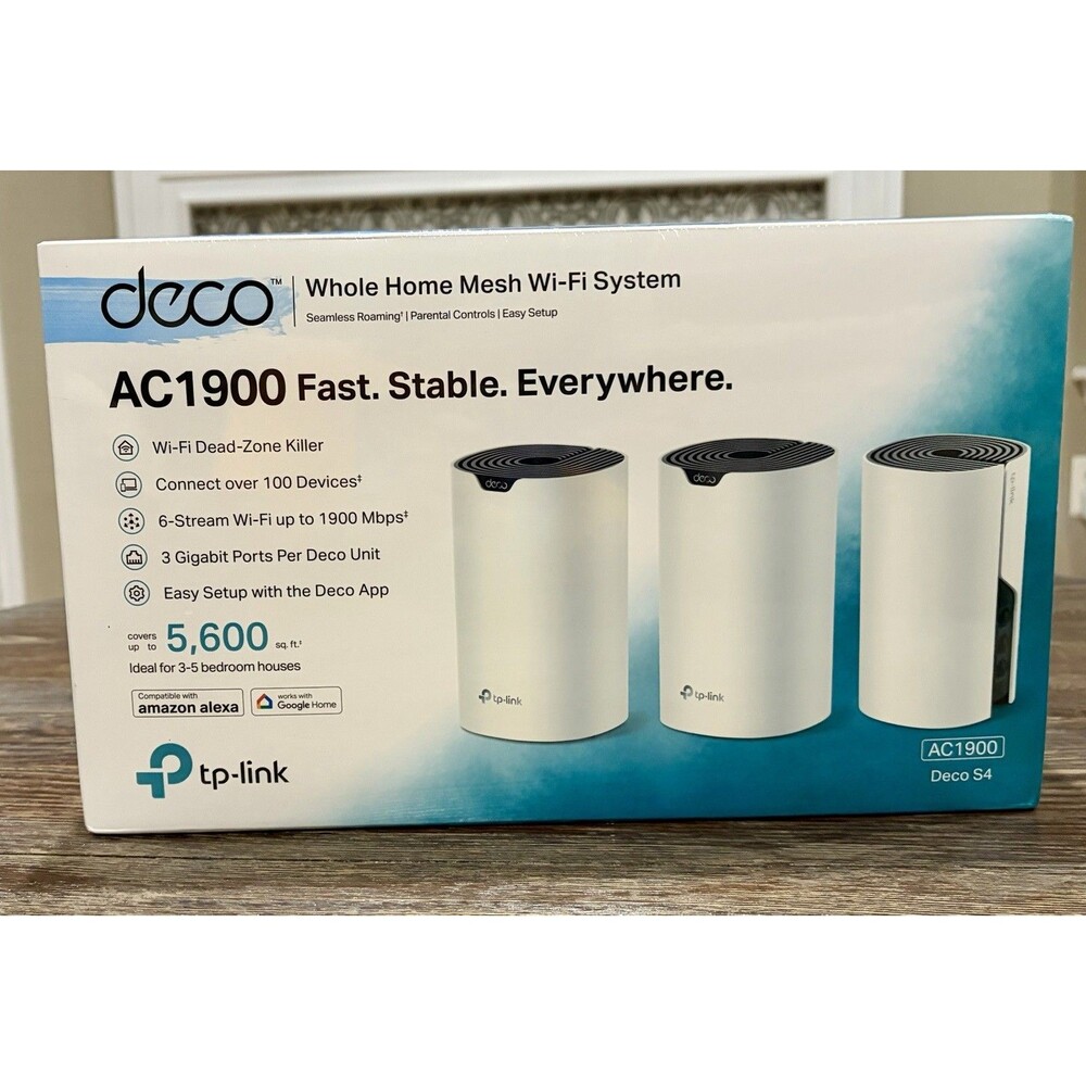 TP-LINK Deco S4 AC1900 Whole Home Mesh Wi-Fi System - Pack of 3 - NIB/Sealed